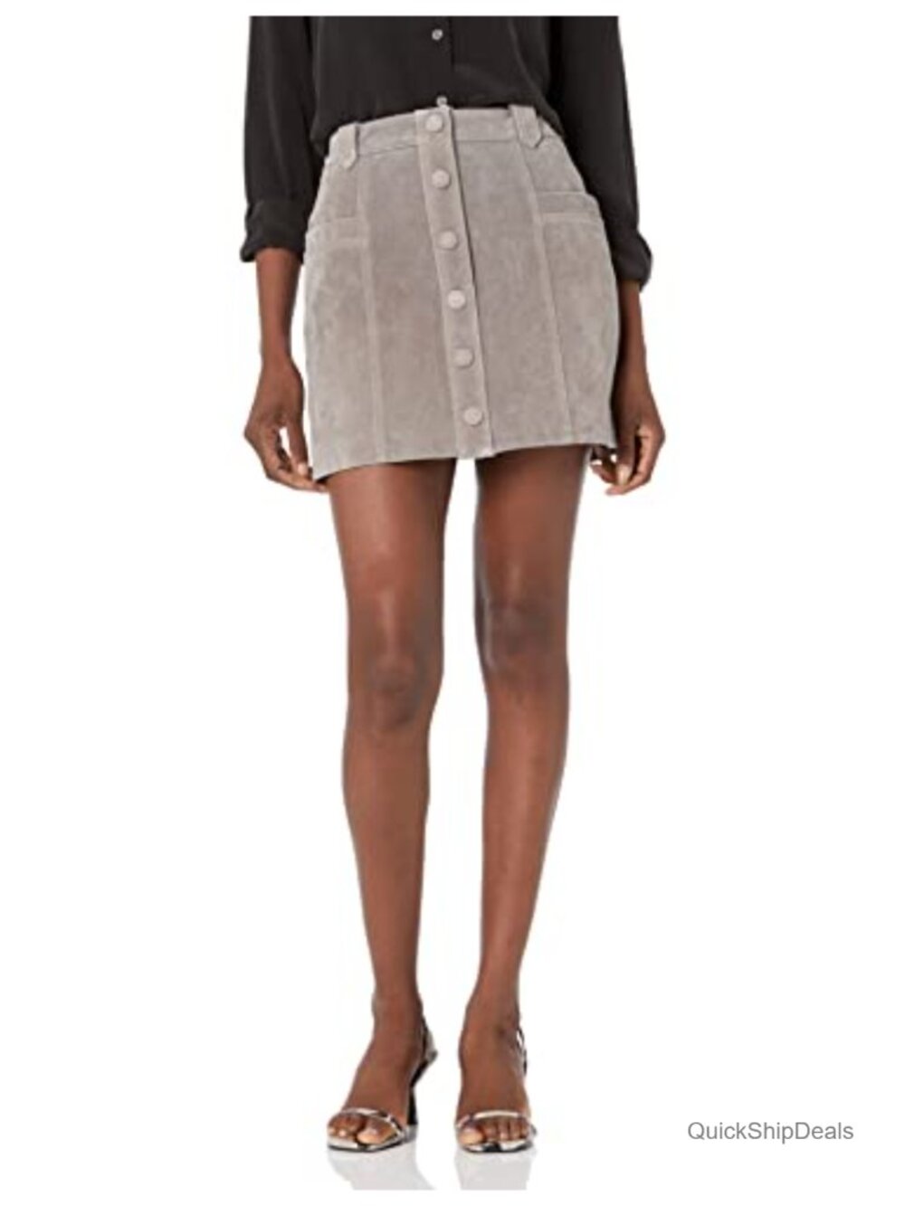 High Rise Button Front Skirt Formal Dance Solid